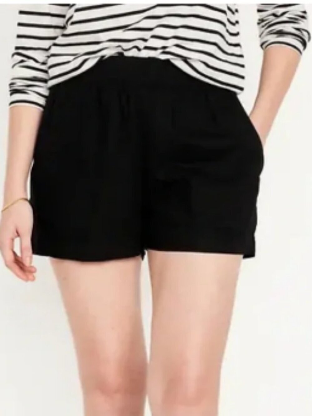 Old Navy Black Linen Blend Shorts Size Twelve (12)